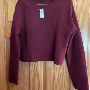 Banana Republic Women’s Cropped Quilted Burgundy Sweatshirt XS NWT
